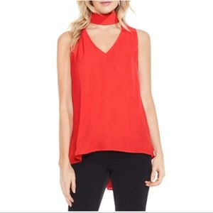 Vince Camuto red choker neck top